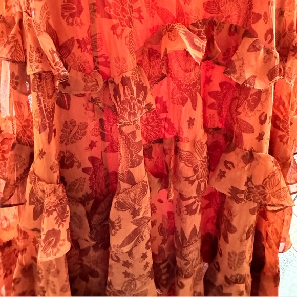 Ideology Ruffled Bohemian Style Brown and Orange Cairo Long Skirt - Picture 7 of 9